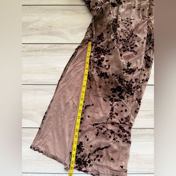 Pretty Little Thing Floral Print Devore Mesh Ruched Skirt Mauve 14 NWT IN PKG - Picture 7 of 9